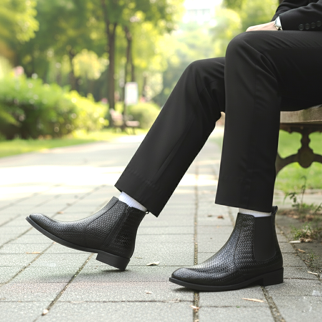 BAXXICO Woven Leather Height Enhancing Formal Shoes