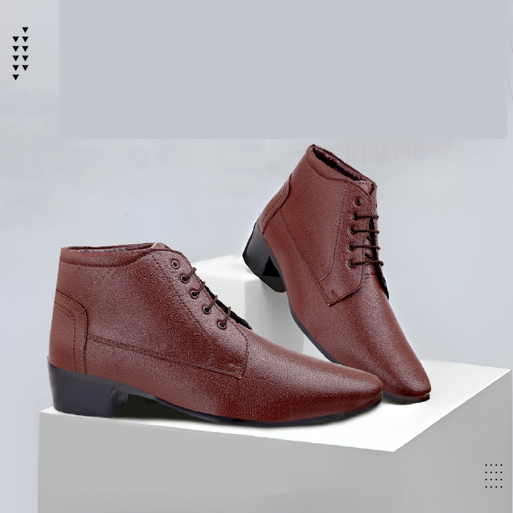 Mens Height Increasing Derby Faux Vegan Leather Formal Wear Boots