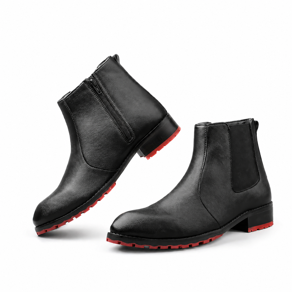 BAXXICO Stylish Black Chelsea Boots with Premium Elevated Heel Design
