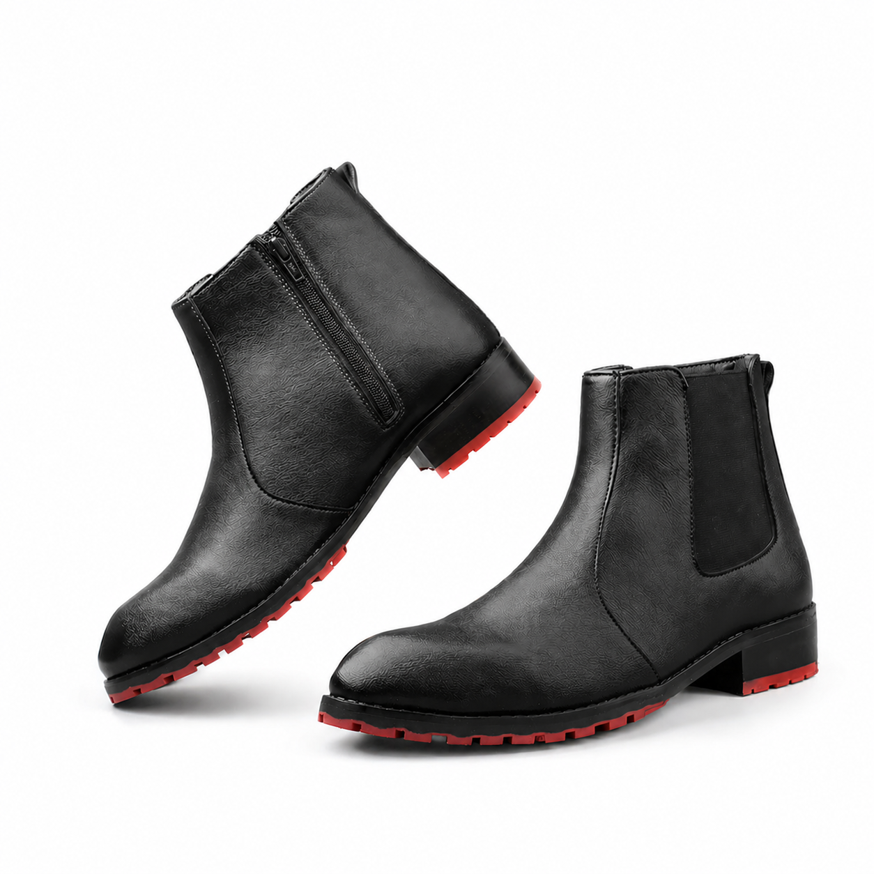 BAXXICO Stylish Black Chelsea Boots with Premium Elevated Heel Design