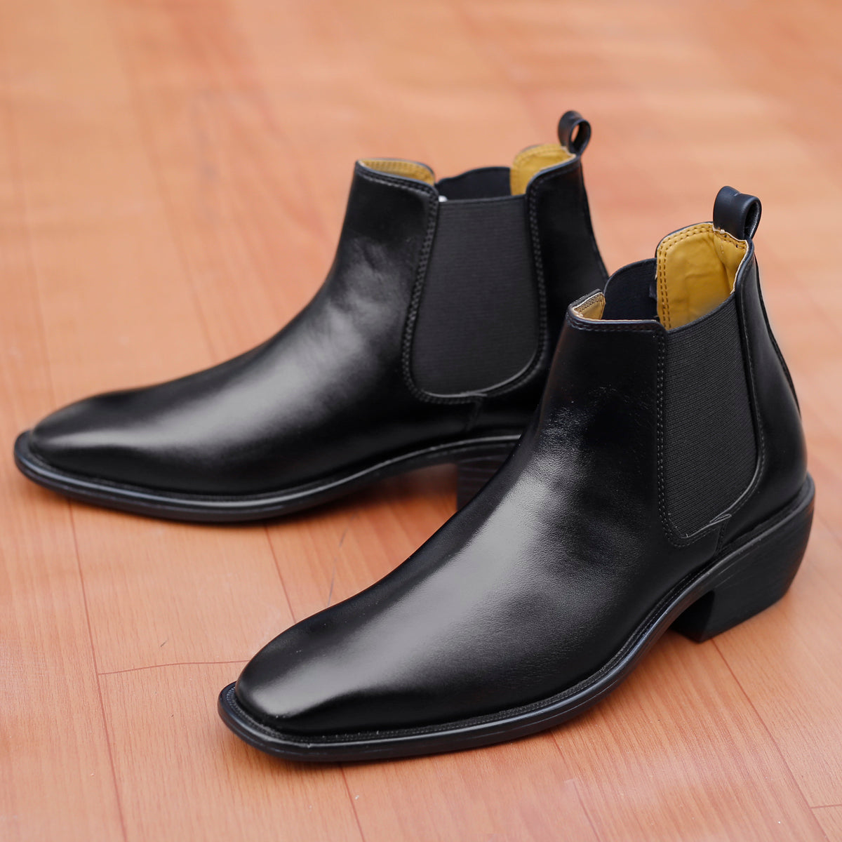 BAXXICO 2 Inch Height Increasing Faux Vegan Leather Chelsea Boots for Men