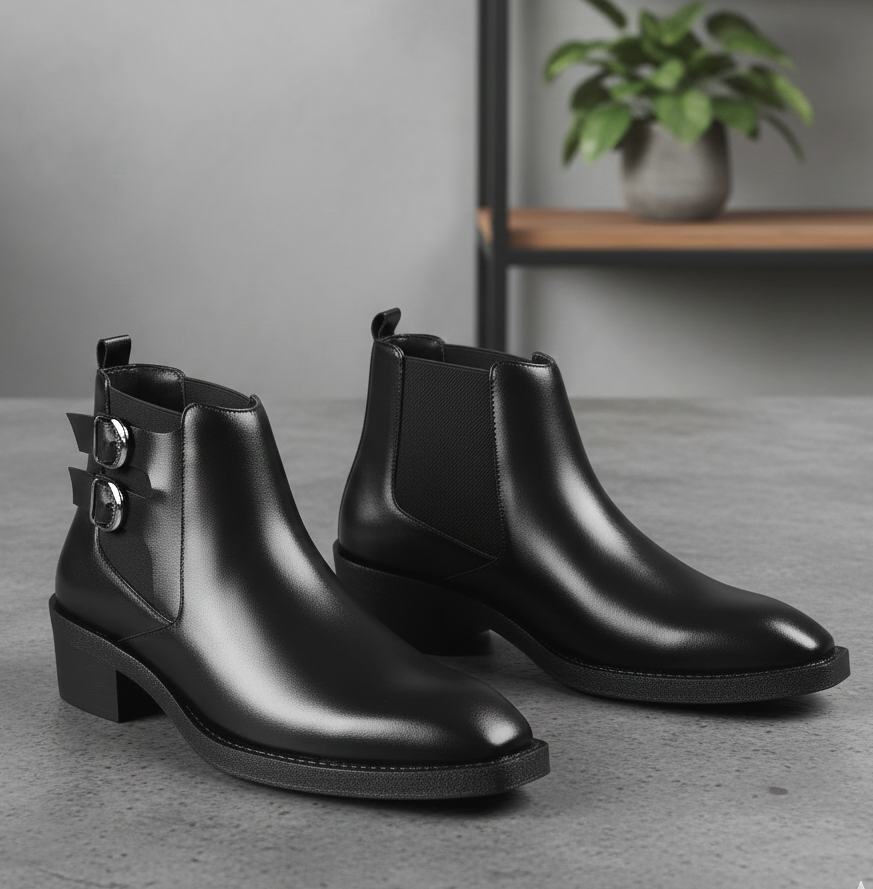 BAXXICO Mens Formal Chelsea Boots Extra Height Lift Comfortable Fashion Boots