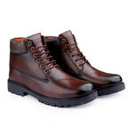 BAXXICO Faux Vegan Leather Chelsea Ankle Lace up Boots for Men