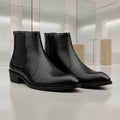 BAXXICO Mens Signature Black Patterned Vegan Leather Boot Dress to Impress