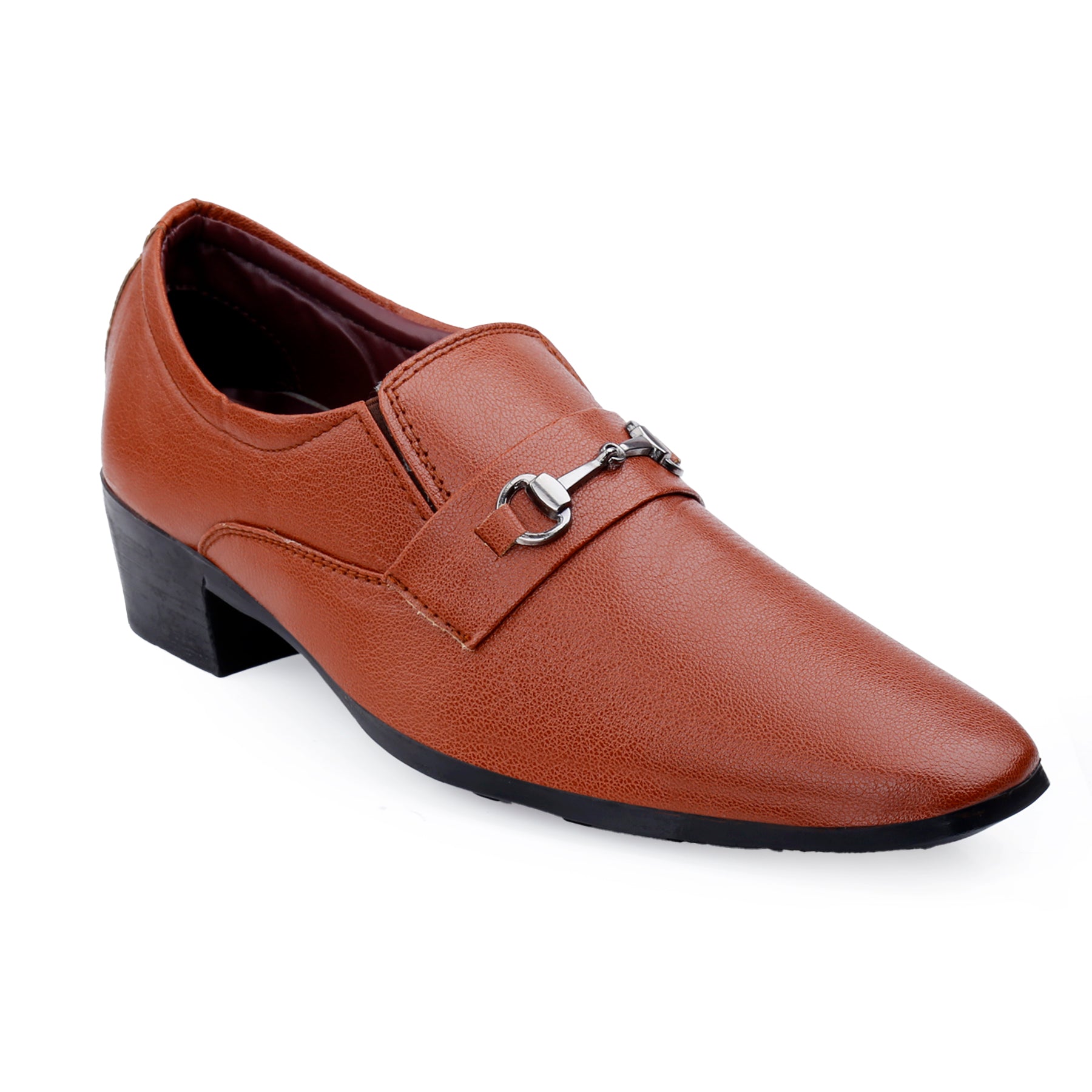 BAXXICO Mens Formal Height Increasing Slip On Buckle Shoes