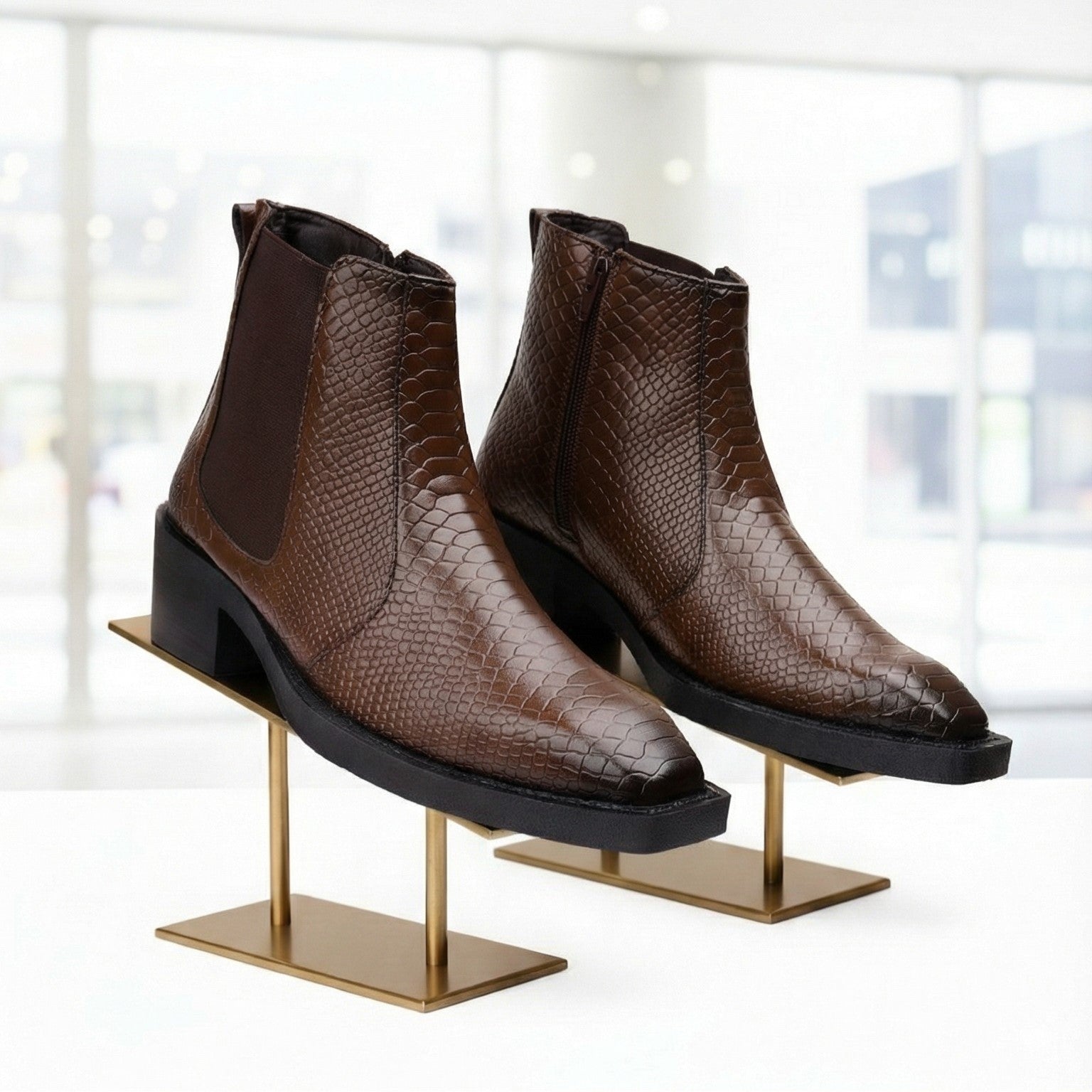 BAXXICO Mens Stylish 2 Inch Height Boosting Ankle Boots