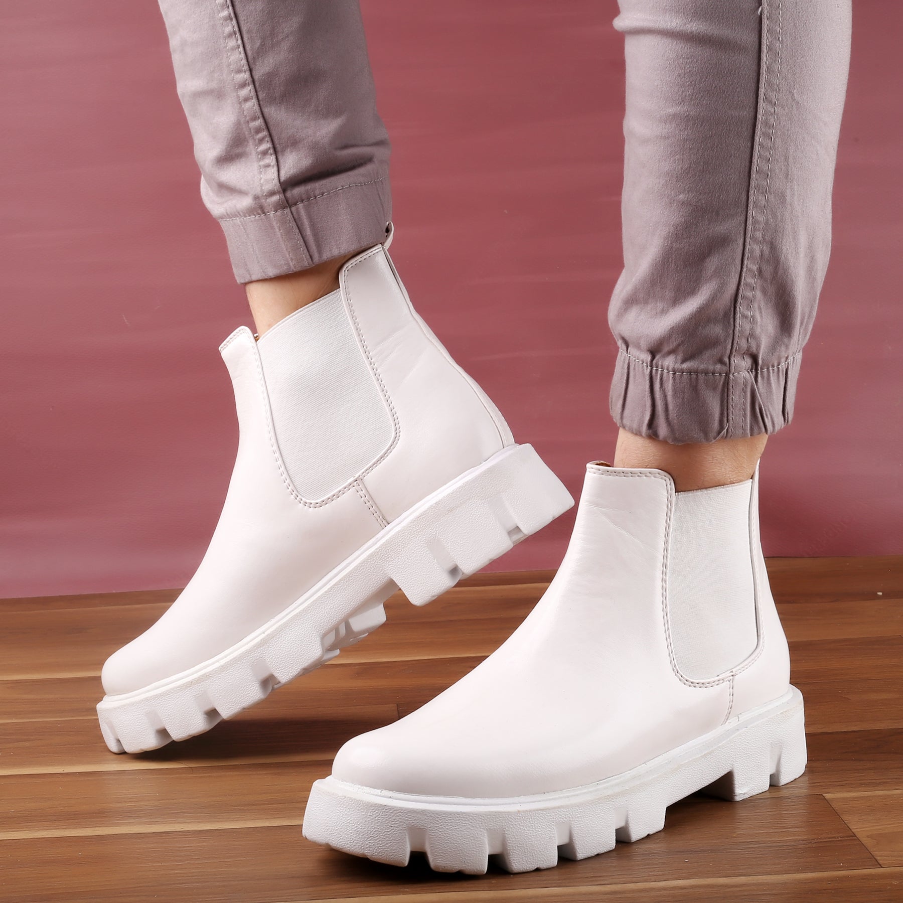 Baxxico Faux Vegan Leather Chelsea Ankle Slip on Boots for Men