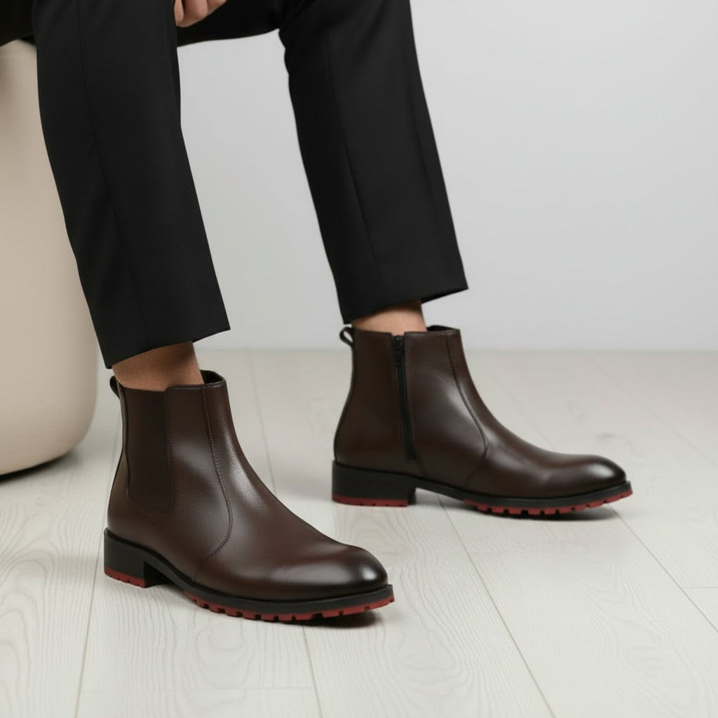 BAXXICO Stylish Black Chelsea Boots with Premium Elevated Heel Design