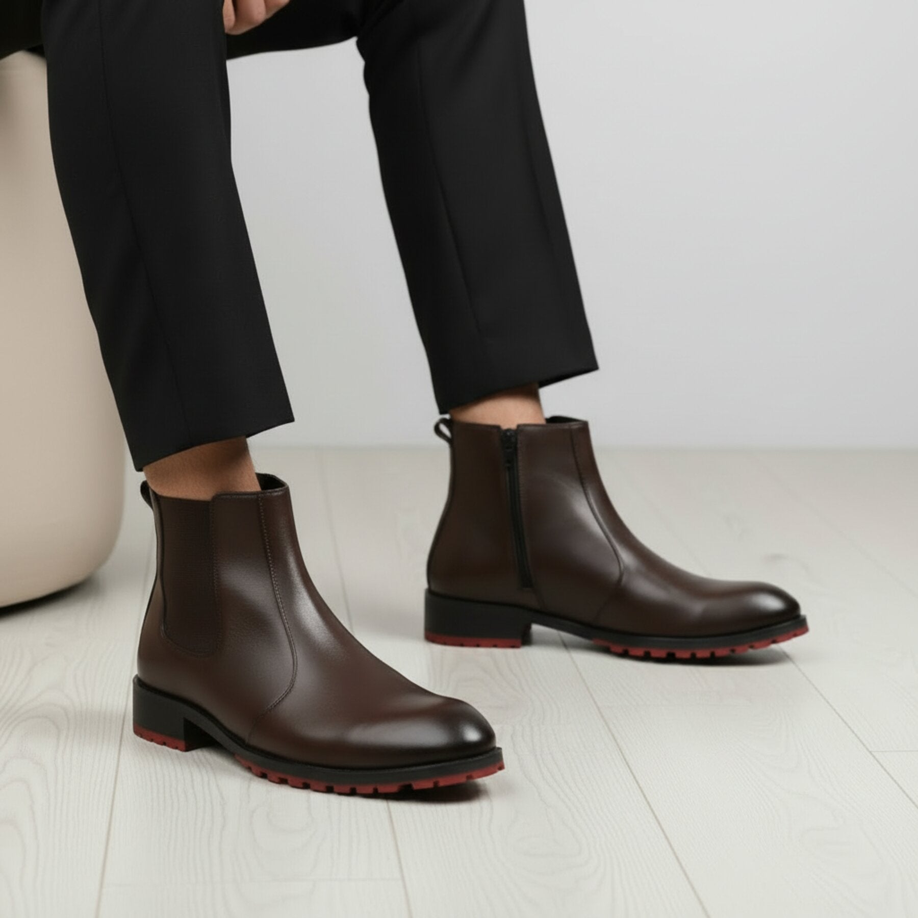 BAXXICO Stylish Black Chelsea Boots with Premium Elevated Heel Design