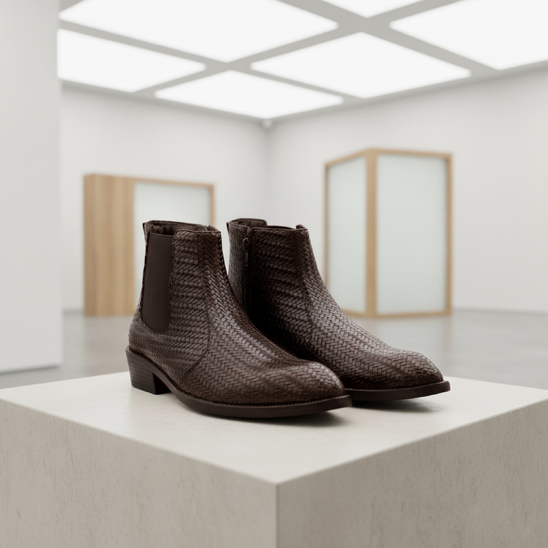 BAXXICO Woven Leather Height Enhancing Formal Shoes