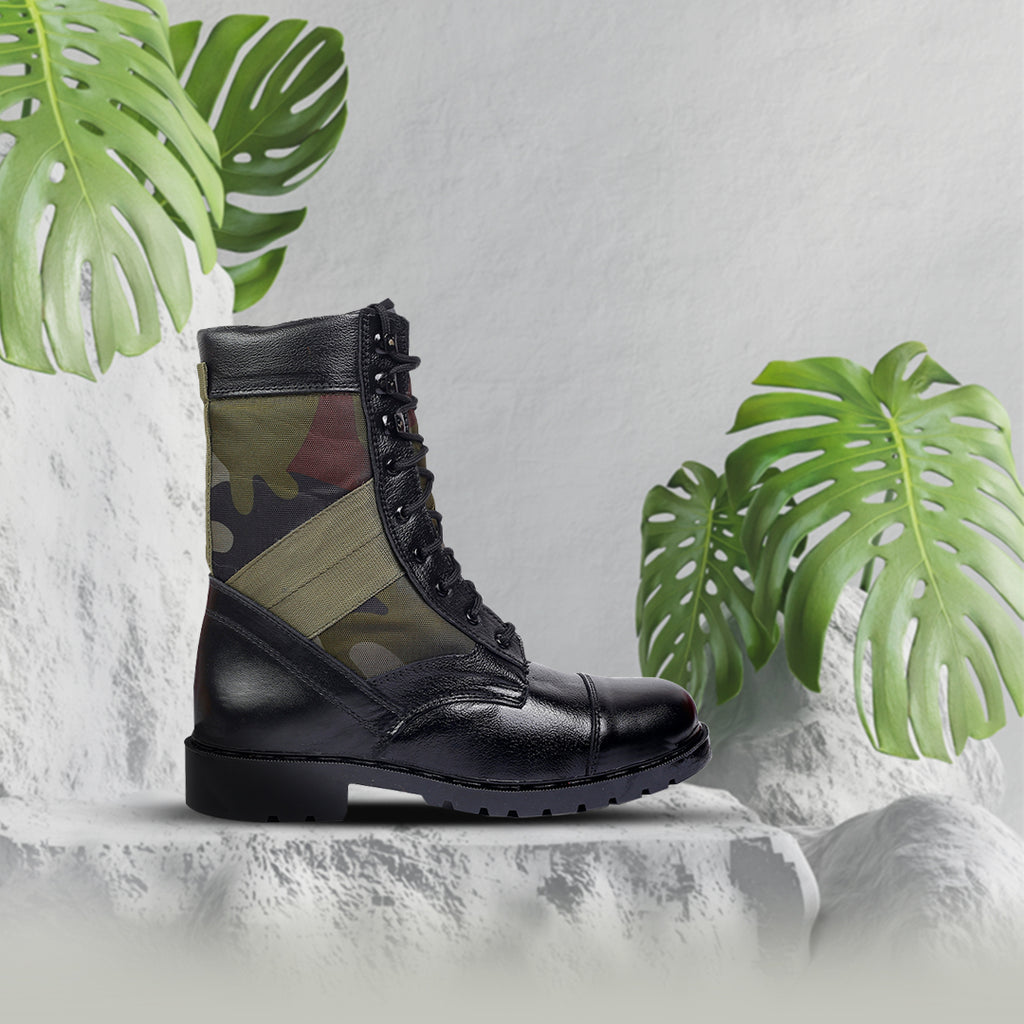 BAXXICO Mens Pure Vegan Leather High Ankle Army Boots