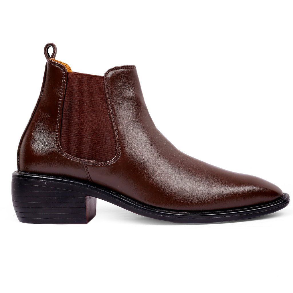 BAXXICO 2 Inch Height Increasing Faux Vegan Leather Chelsea Boots for Men