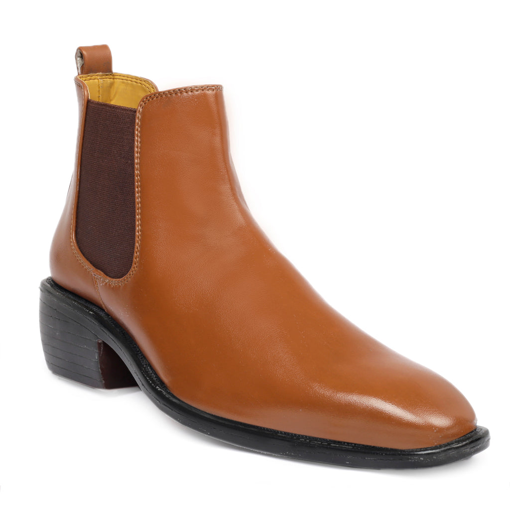 BAXXICO 2 Inch Height Increasing Faux Vegan Leather Chelsea Boots for Men