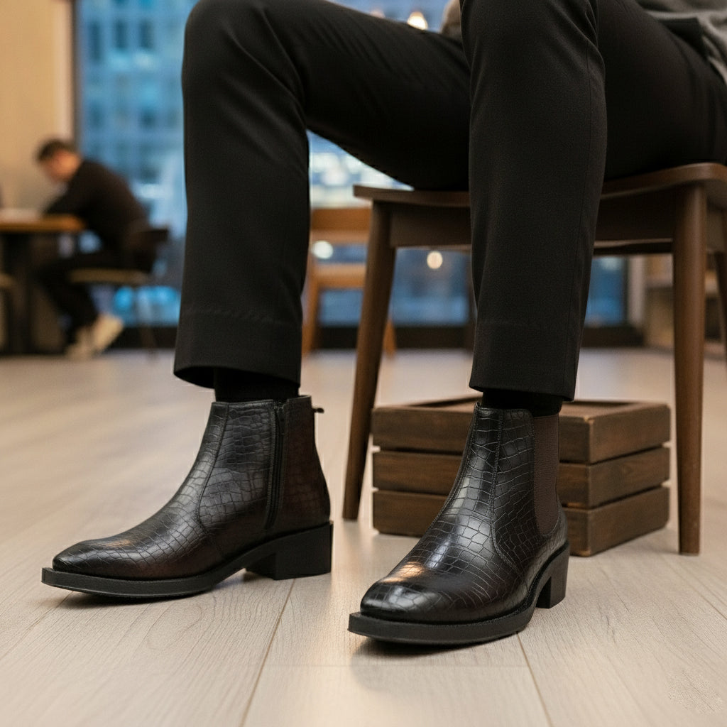BAXXICO Mens 2 Inch Heel Height Boots Stylish Elevation with Comfort