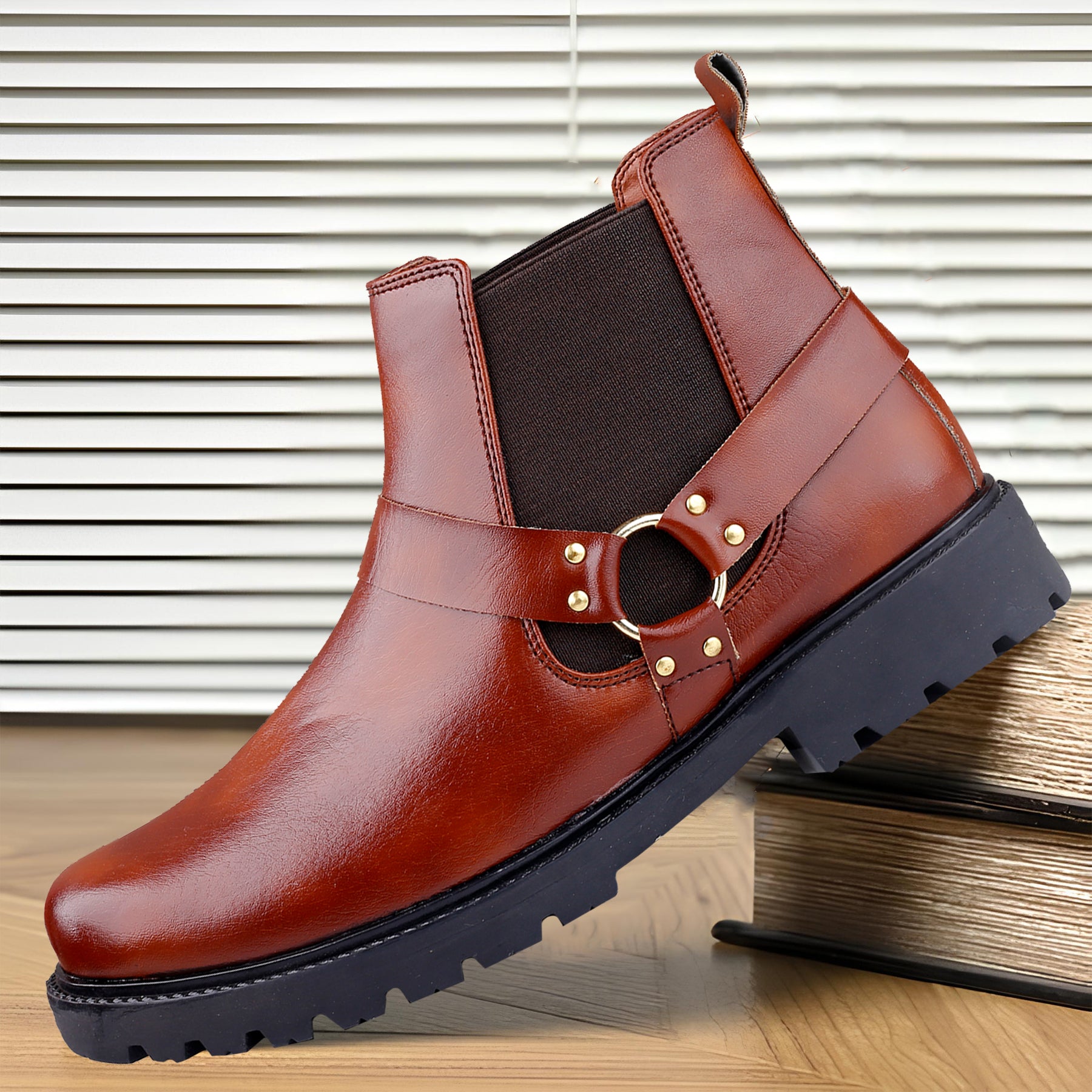 Baxxico Faux Vegan Leather Ultra Stylish Comfortable Slip on Chelsea Boots for Men