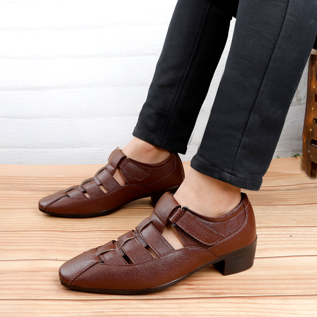 BAXXICO Mens Height Increasing Formal Roman Sandals