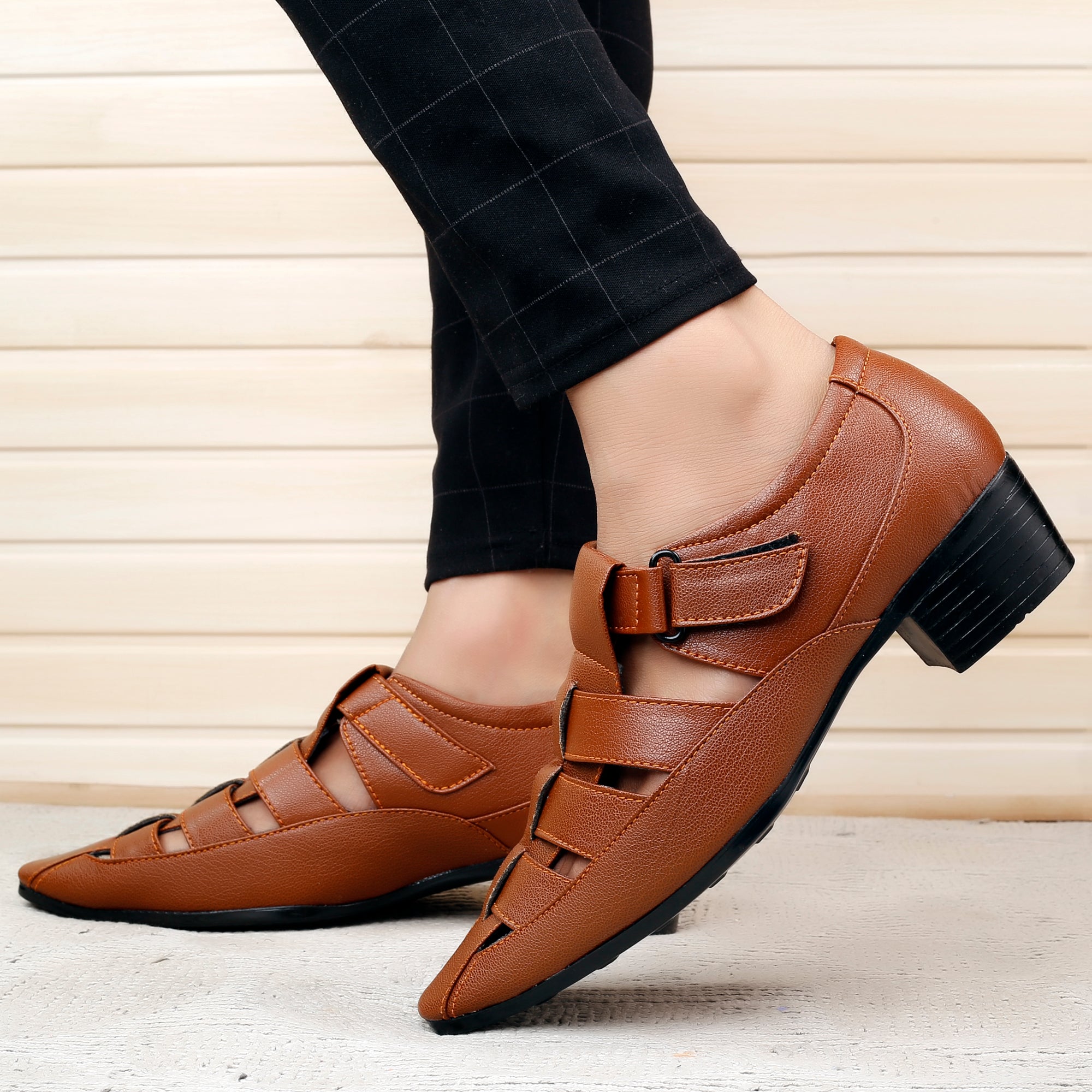 BAXXICO Mens Height Increasing Formal Roman Sandals
