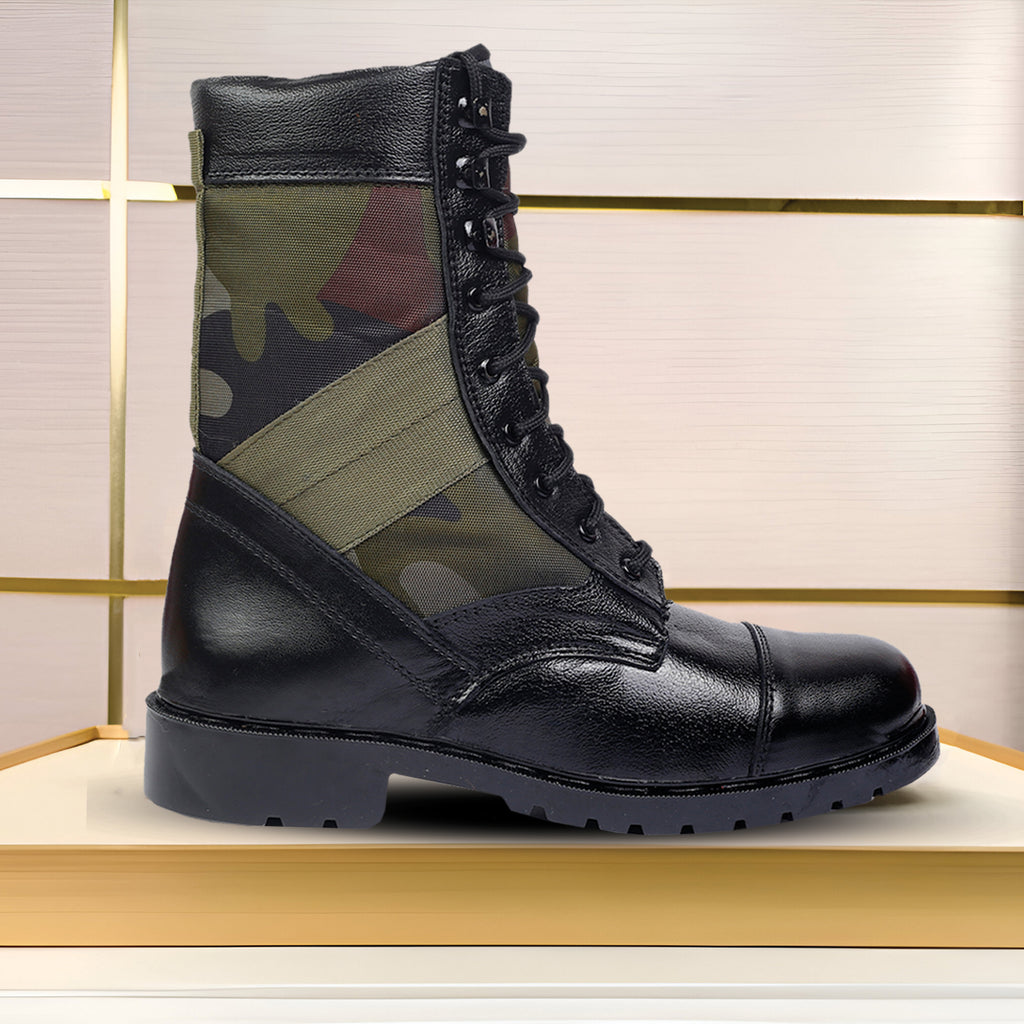 BAXXICO Mens Pure Vegan Leather High Ankle Army Boots