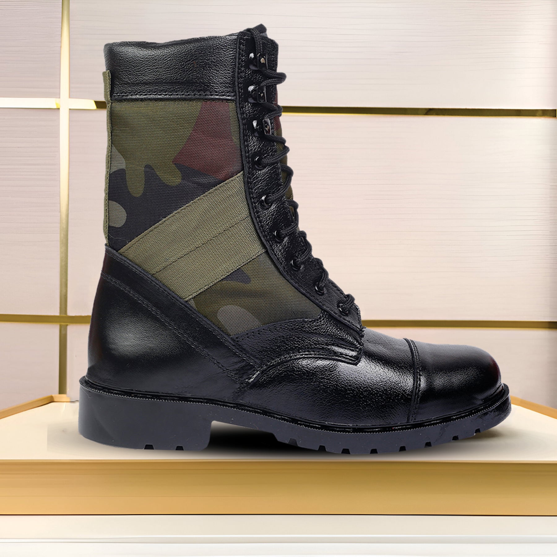 BAXXICO Mens Pure Vegan Leather High Ankle Army Boots