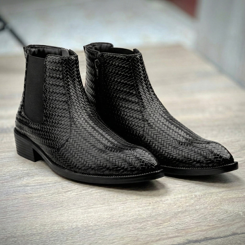 BAXXICO Woven Leather Height Enhancing Formal Shoes