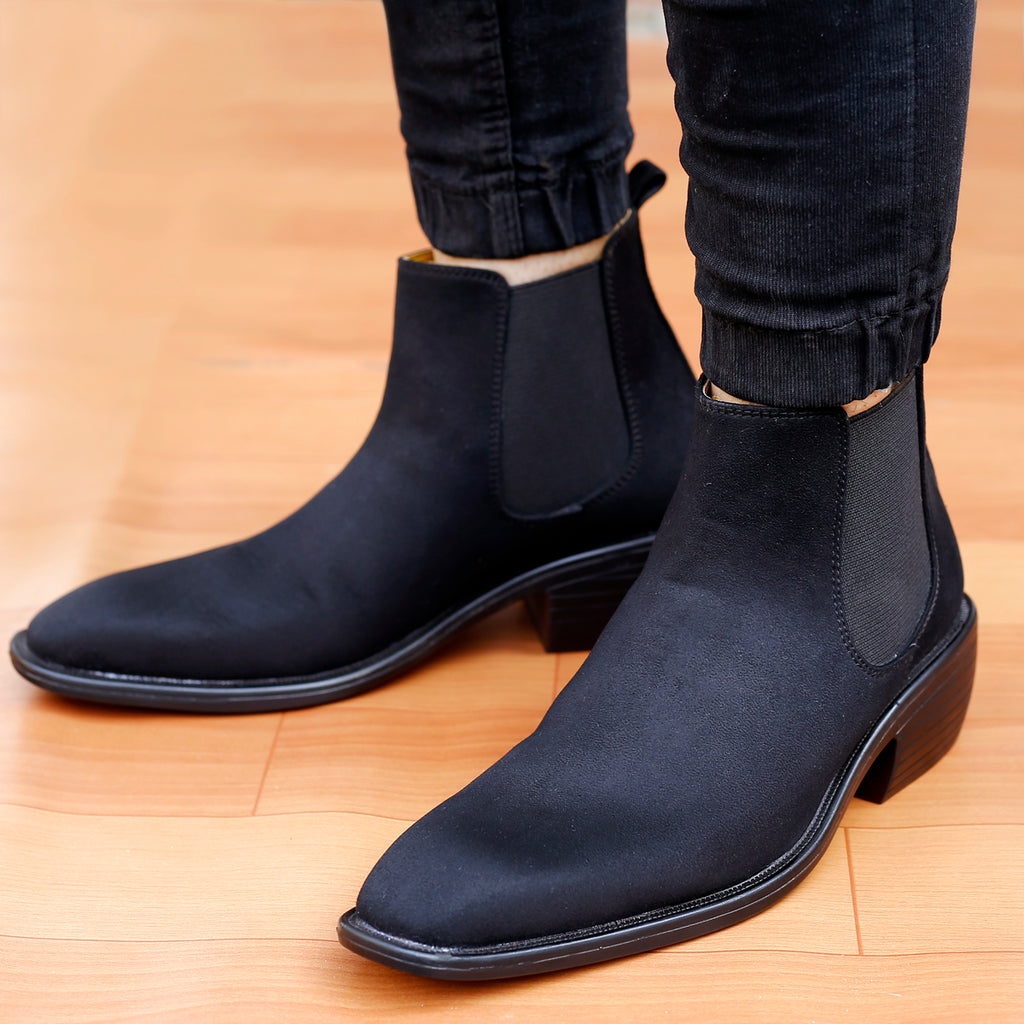 BAXXICO Mens Height Increasing Suede British Formal and Casual Wear Chelsea Boots