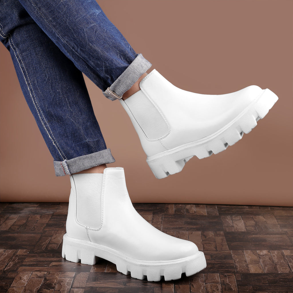 Baxxico Faux Vegan Leather Chelsea Ankle Slip on Boots for Men