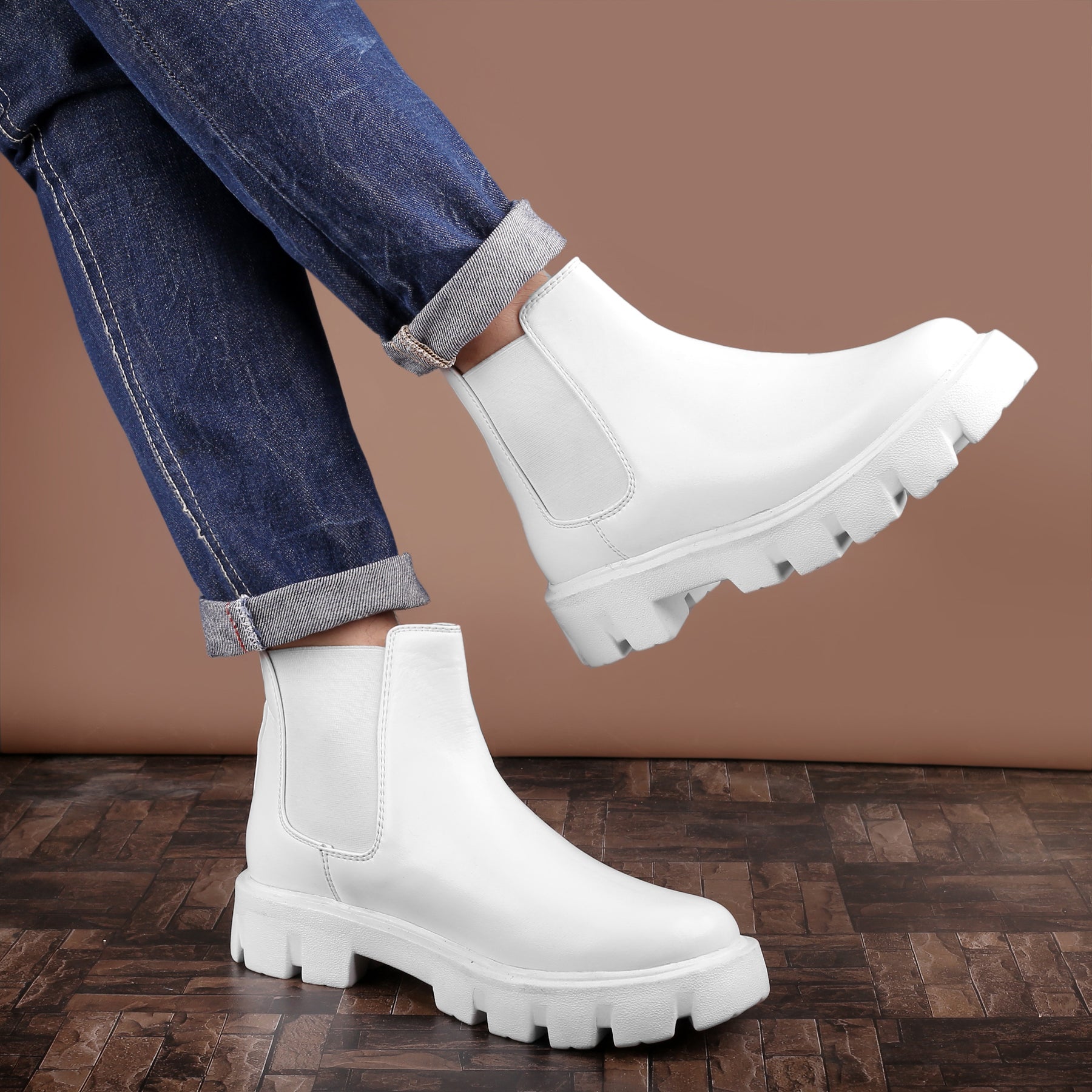 Baxxico Faux Vegan Leather Chelsea Ankle Slip on Boots for Men