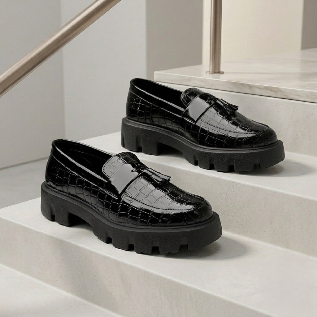 Baxxico Premium Patent Vegan Tassel Slip ons for Men