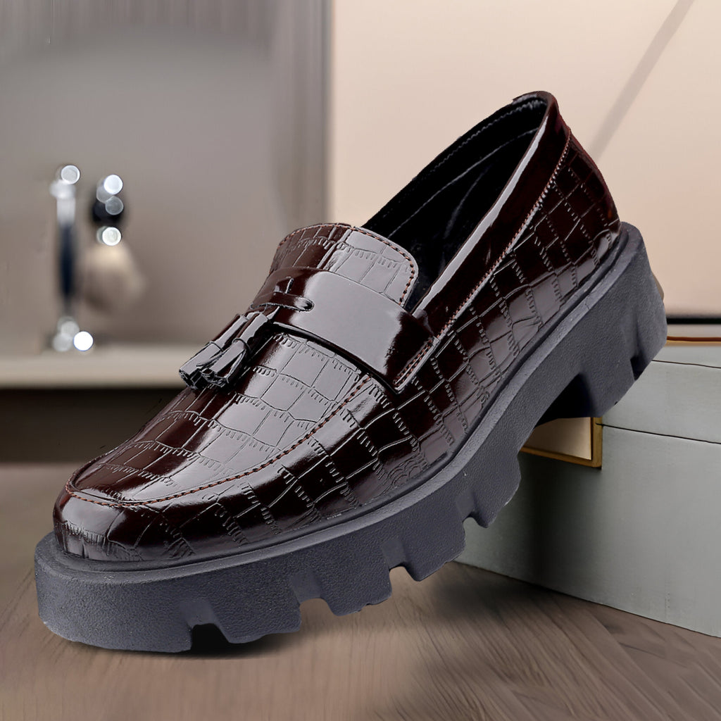 Baxxico Premium Patent Vegan Tassel Slip ons for Men