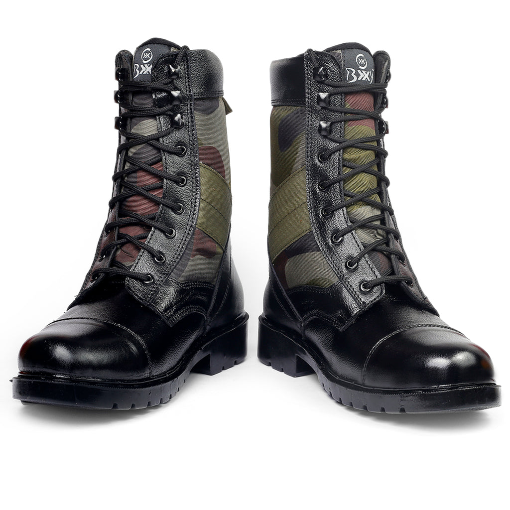 BAXXICO Mens Pure Vegan Leather High Ankle Army Boots
