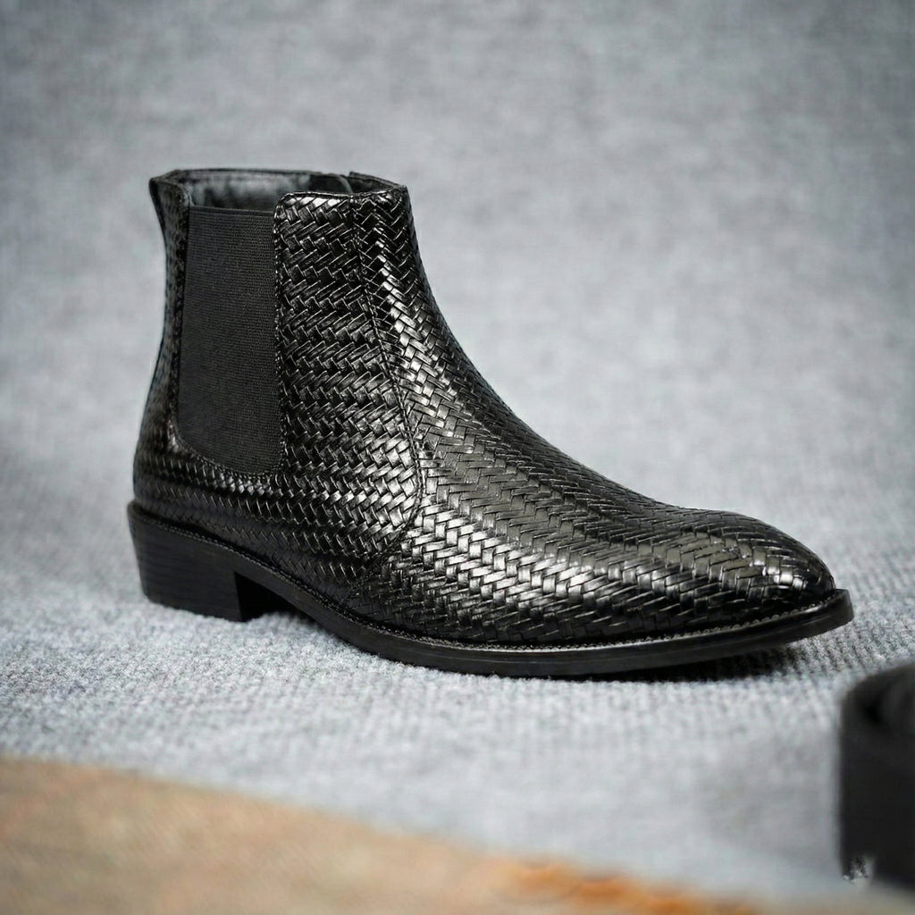 BAXXICO Woven Leather Height Enhancing Formal Shoes