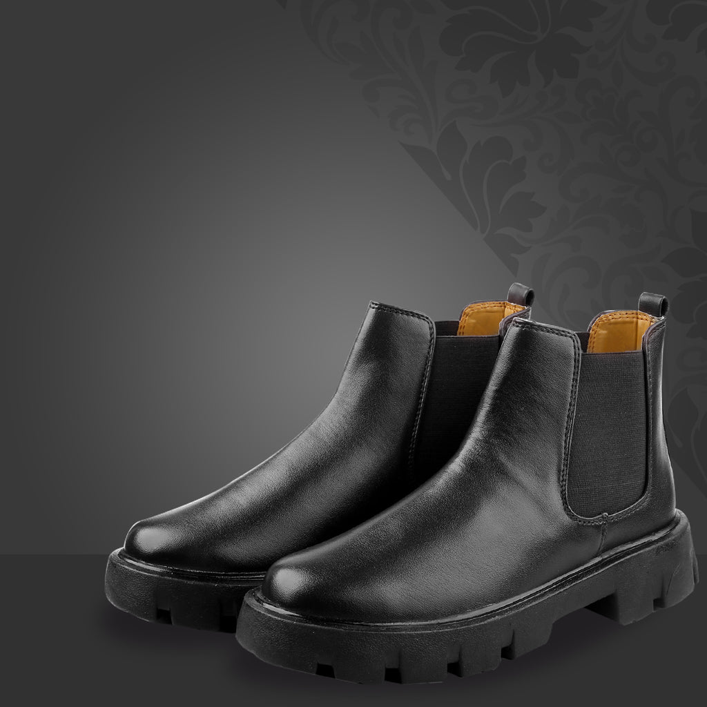 Baxxico Faux Vegan Leather Chelsea Ankle Slip on Boots for Men