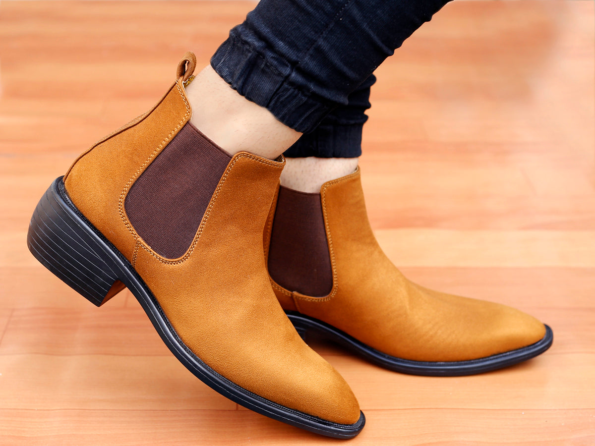 BAXXICO Mens Height Increasing Suede British Formal and Casual Wear Chelsea Boots
