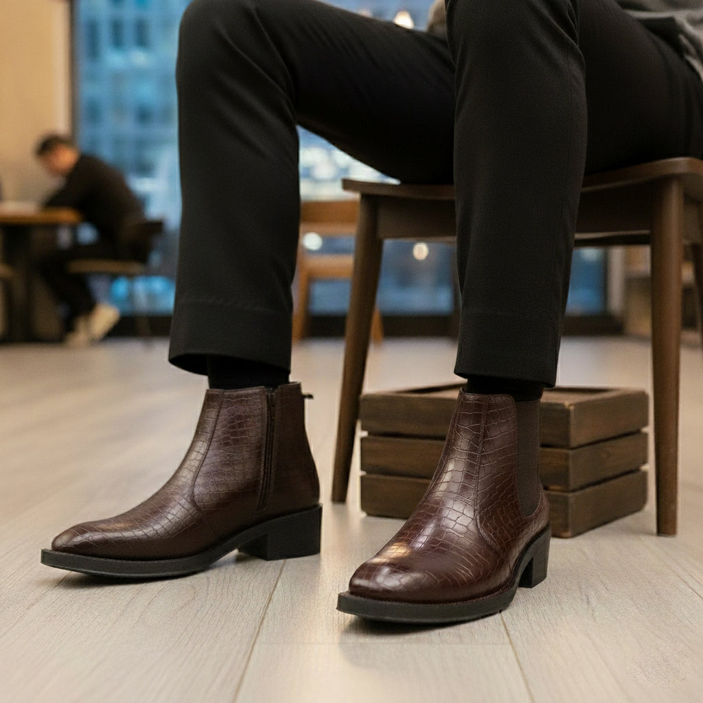 BAXXICO Mens 2 Inch Heel Height Boots Stylish Elevation with Comfort