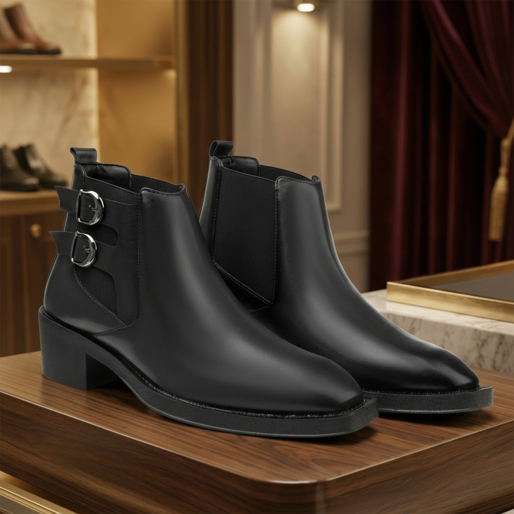 BAXXICO Mens Formal Chelsea Boots Extra Height Lift Comfortable Fashion Boots