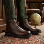 BAXXICO Faux Vegan Leather Chelsea Ankle Lace up Boots for Men