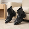BAXXICO Luxury Elevated Heel Boots with Classic Brogue Texture Finish