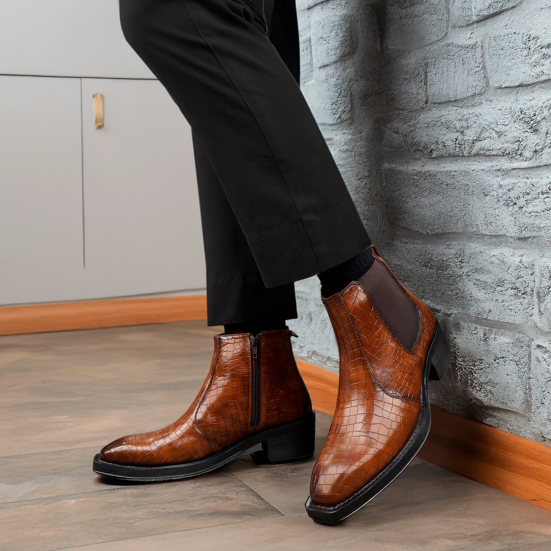 BAXXICO Mens 2 Inch Heel Height Boots Stylish Elevation with Comfort