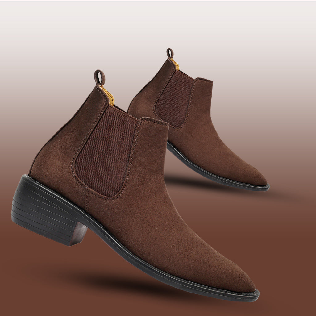 BAXXICO Mens Height Increasing Suede British Formal and Casual Wear Chelsea Boots