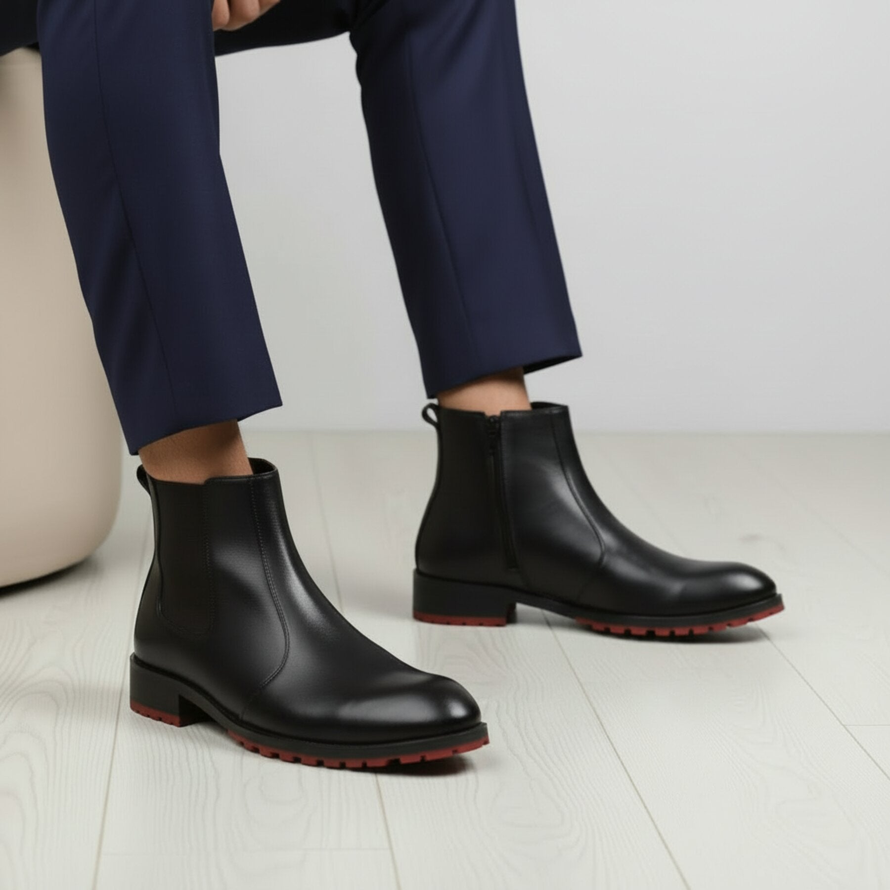 BAXXICO Stylish Black Chelsea Boots with Premium Elevated Heel Design