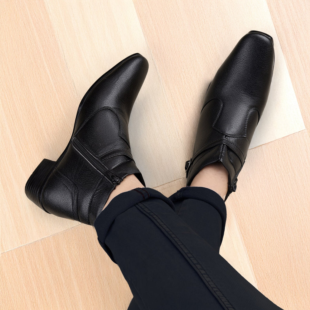BAXXICO 2 Inch Height Increasing Ankle Zipper Boots For Men