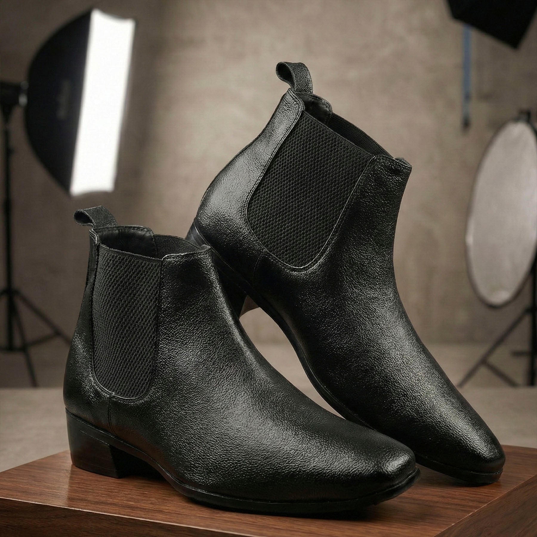 BAXXICO Mens Chelsea Boots with 2 Inches Heel Height Gain