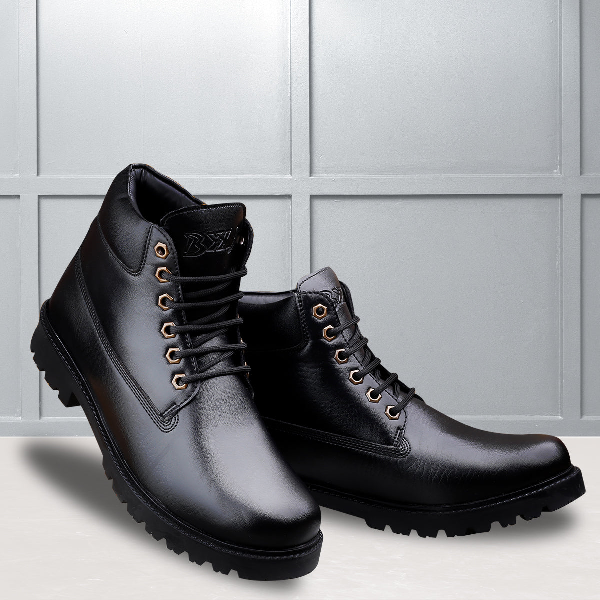 Baxxico Faux Vegan Leather Chelsea Ankle Lace up Boots for Men