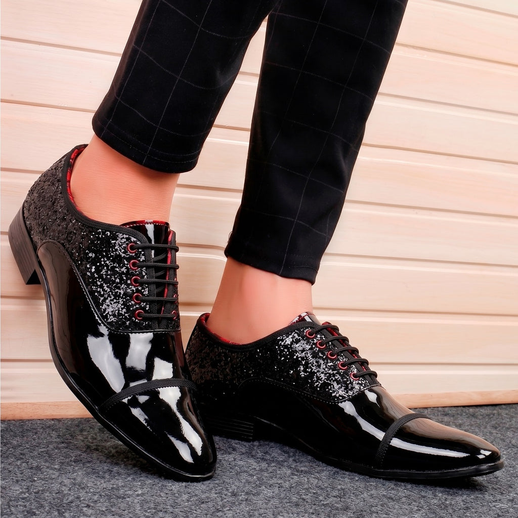 BAXXICO Faux Vegan Leather Partywear Lace up Formal Shoes for Men