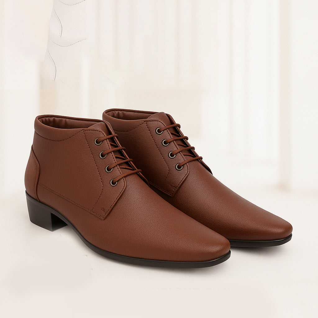 Mens Height Increasing Derby Faux Vegan Leather Formal Wear Boots
