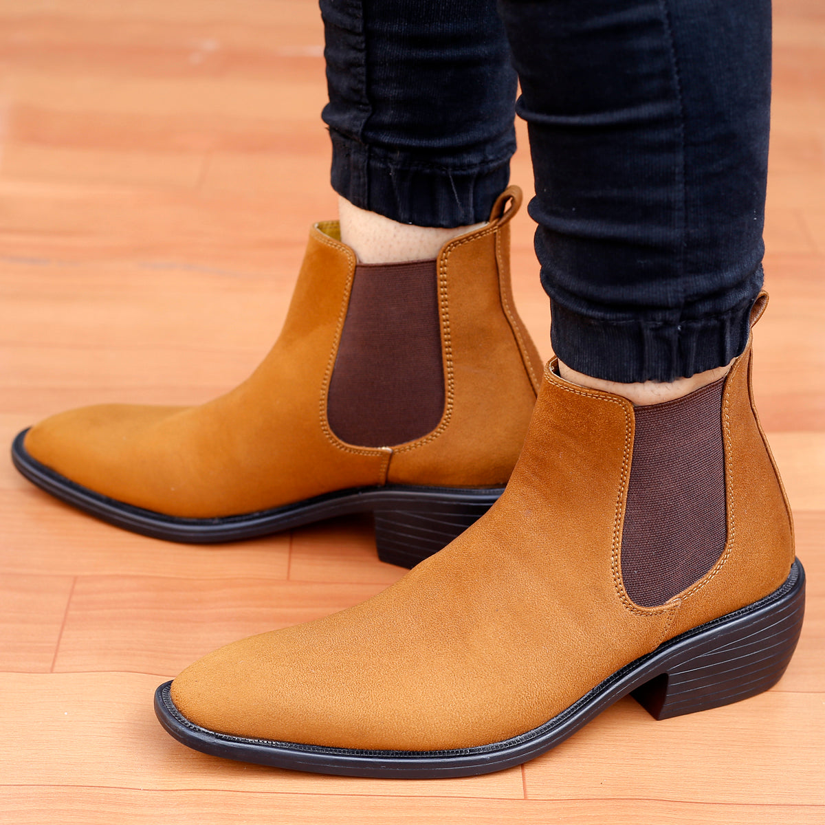 BAXXICO Mens Height Increasing Suede British Formal and Casual Wear Chelsea Boots