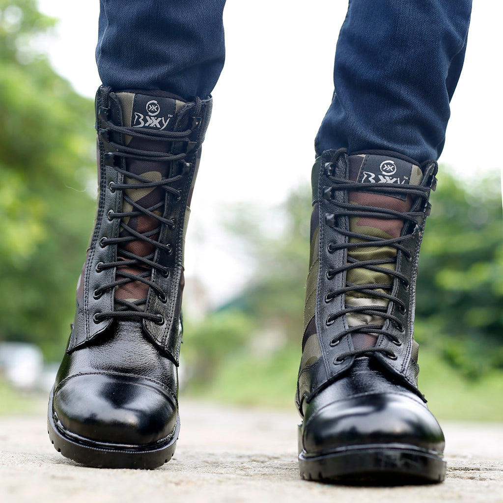 BAXXICO Mens Pure Vegan Leather High Ankle Army Boots