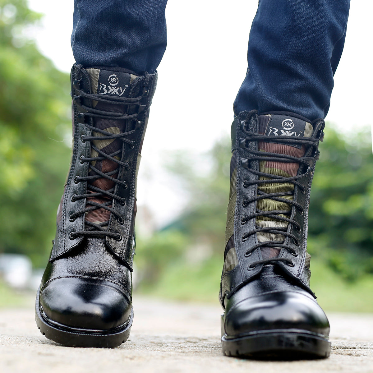 BAXXICO Mens Pure Vegan Leather High Ankle Army Boots