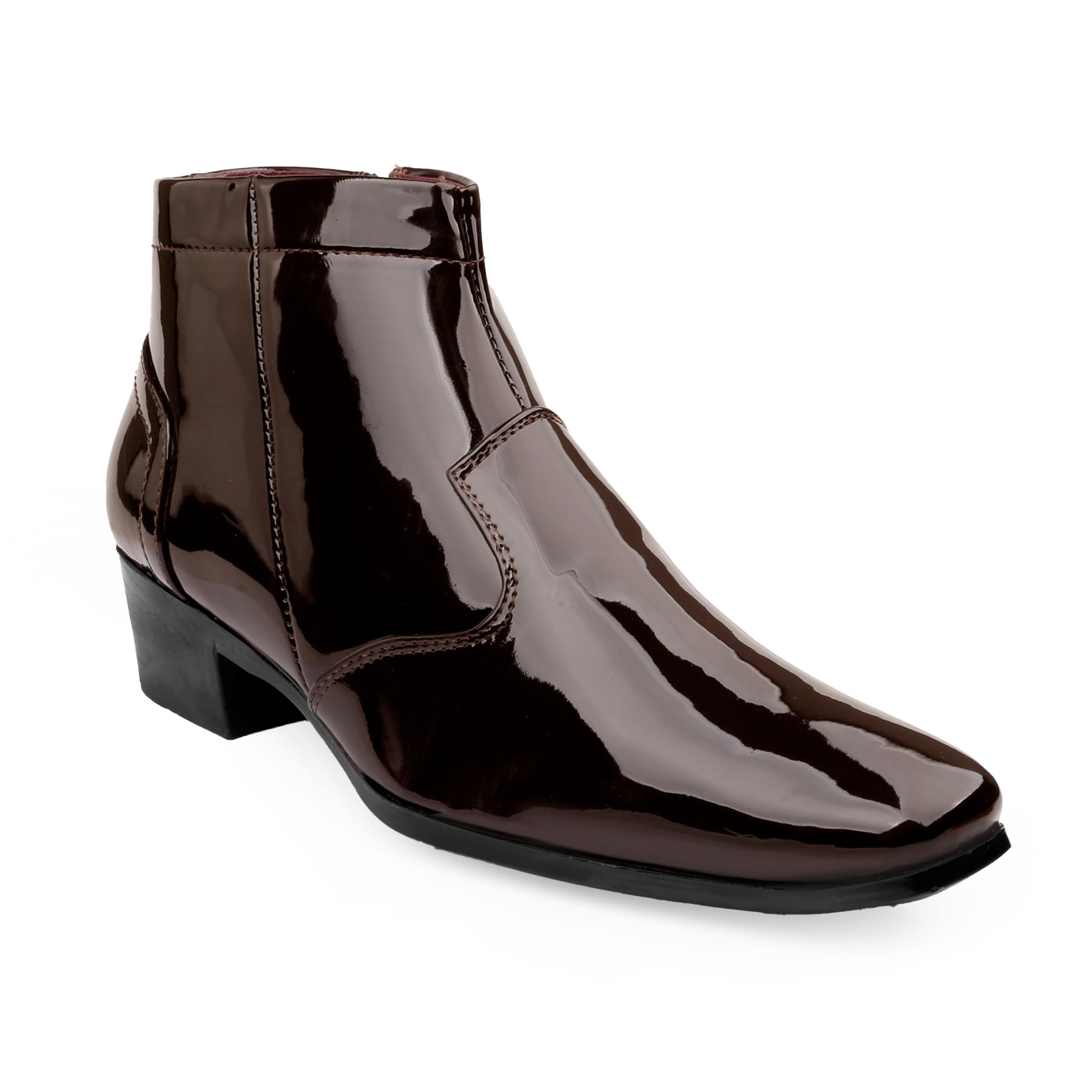 Mens Premium Gloss Chelsea Boots 2 inch Built in Elevator Lift