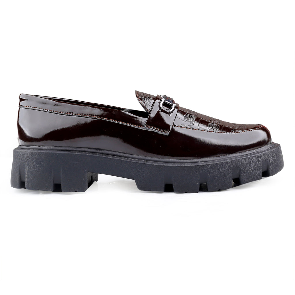 Baxxico Premium Patent Vegan Buckle Slip ons for Men